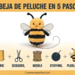 abeja de tela peluche en 5 pasos