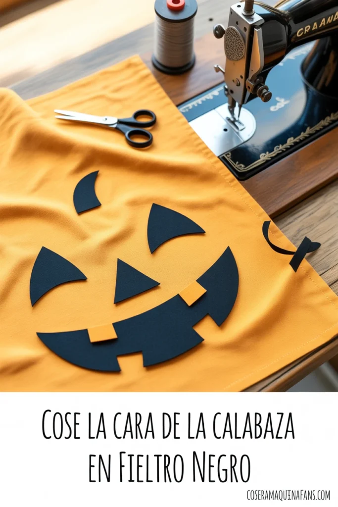 cosiendo disfraz de calabaza