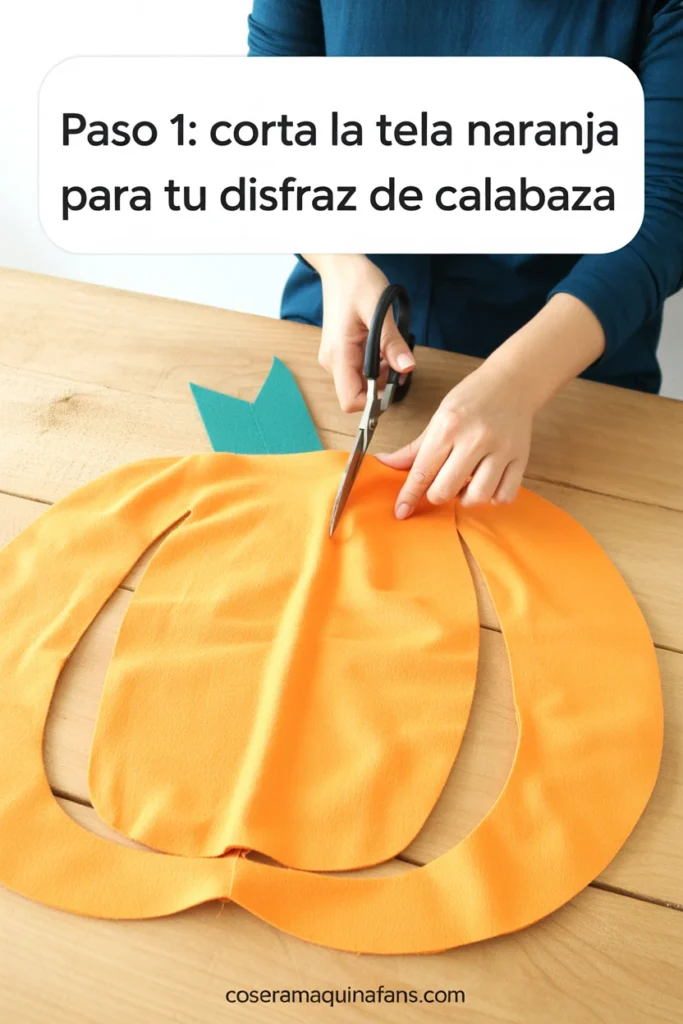 paso 1 cortar tela disfraz calabaza