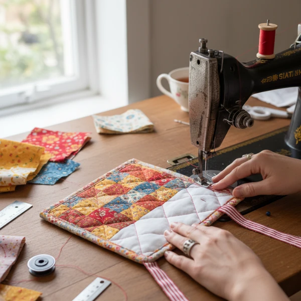 agarrador cosiendo bies