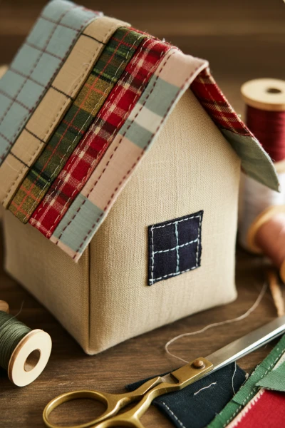 casita de tela tejado patchwork