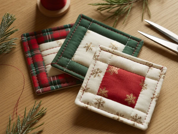 posavasos navideños acolchados terminados