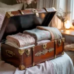 baul vintage para guardar telas de costura