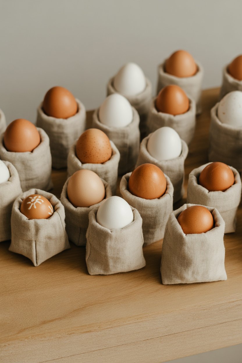 Bolsitas porta-huevos de lino