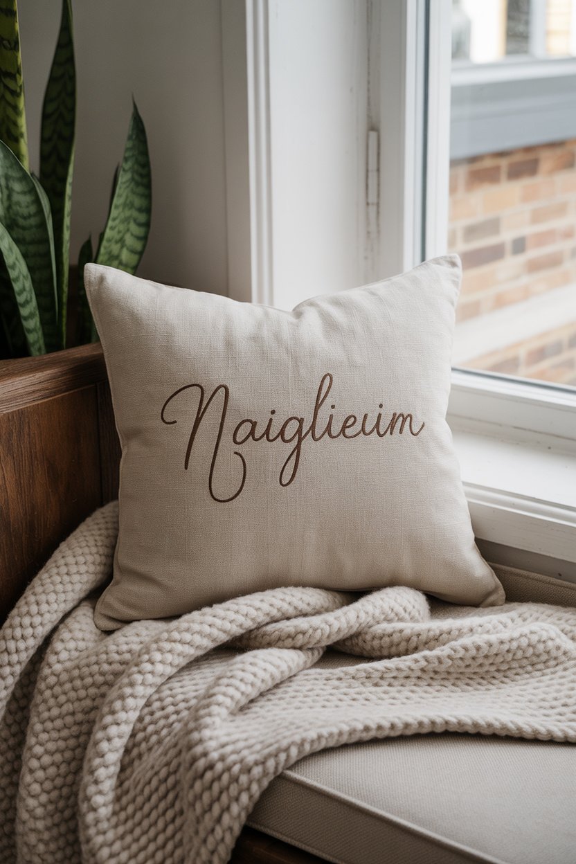 Cojín personalizado con bordado simple