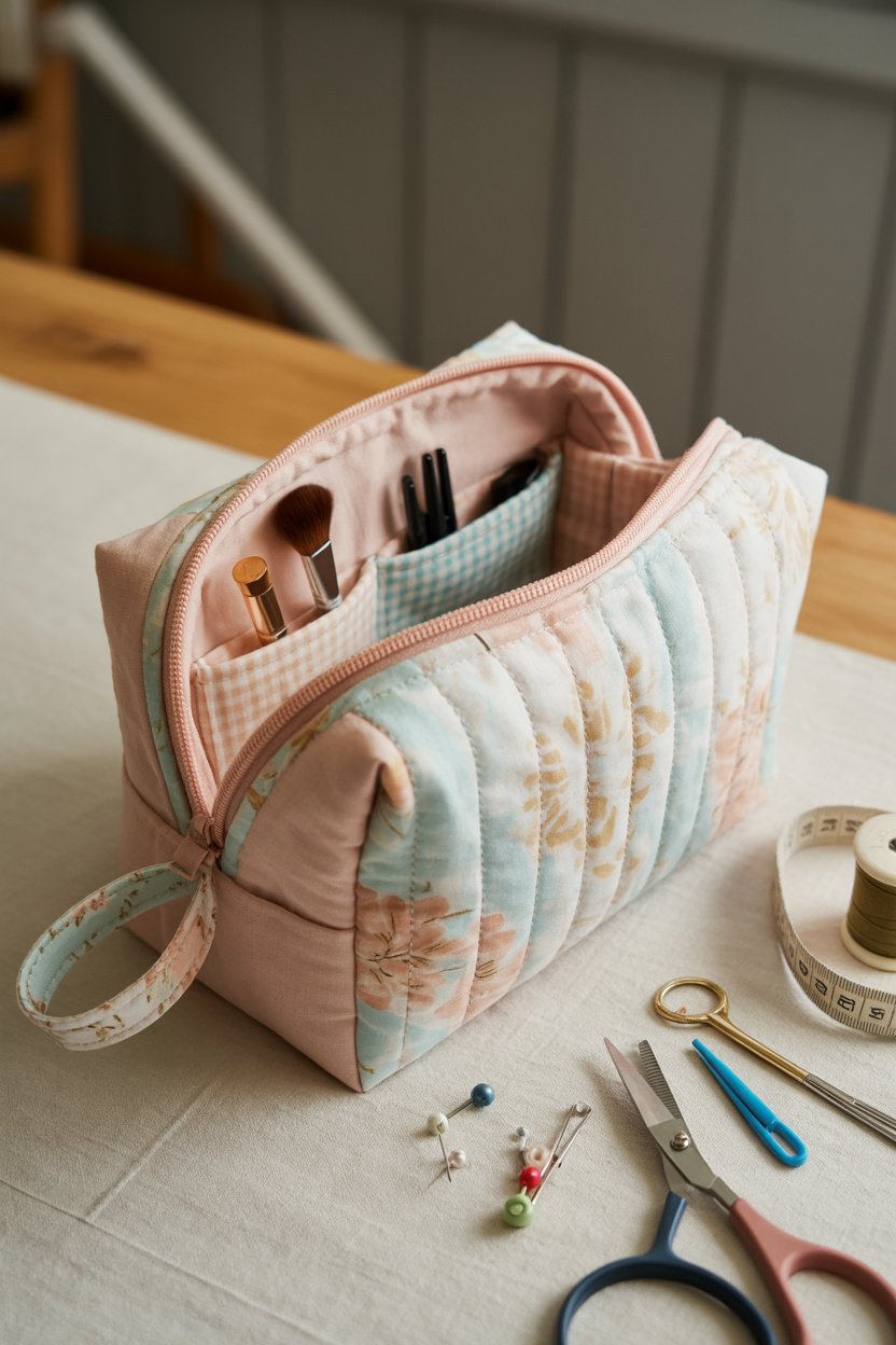 Estuche para maquillaje acolchado