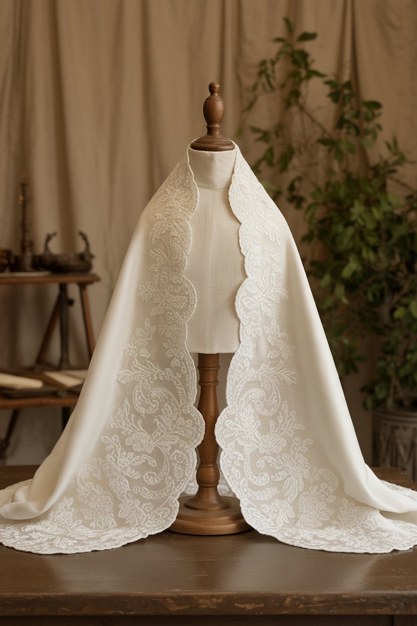Mantilla bordada a mano para procesión