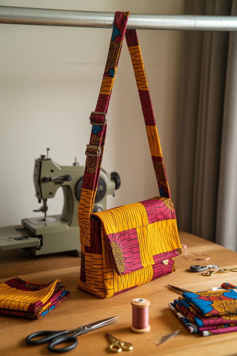 Bolso bandolera en tela wax