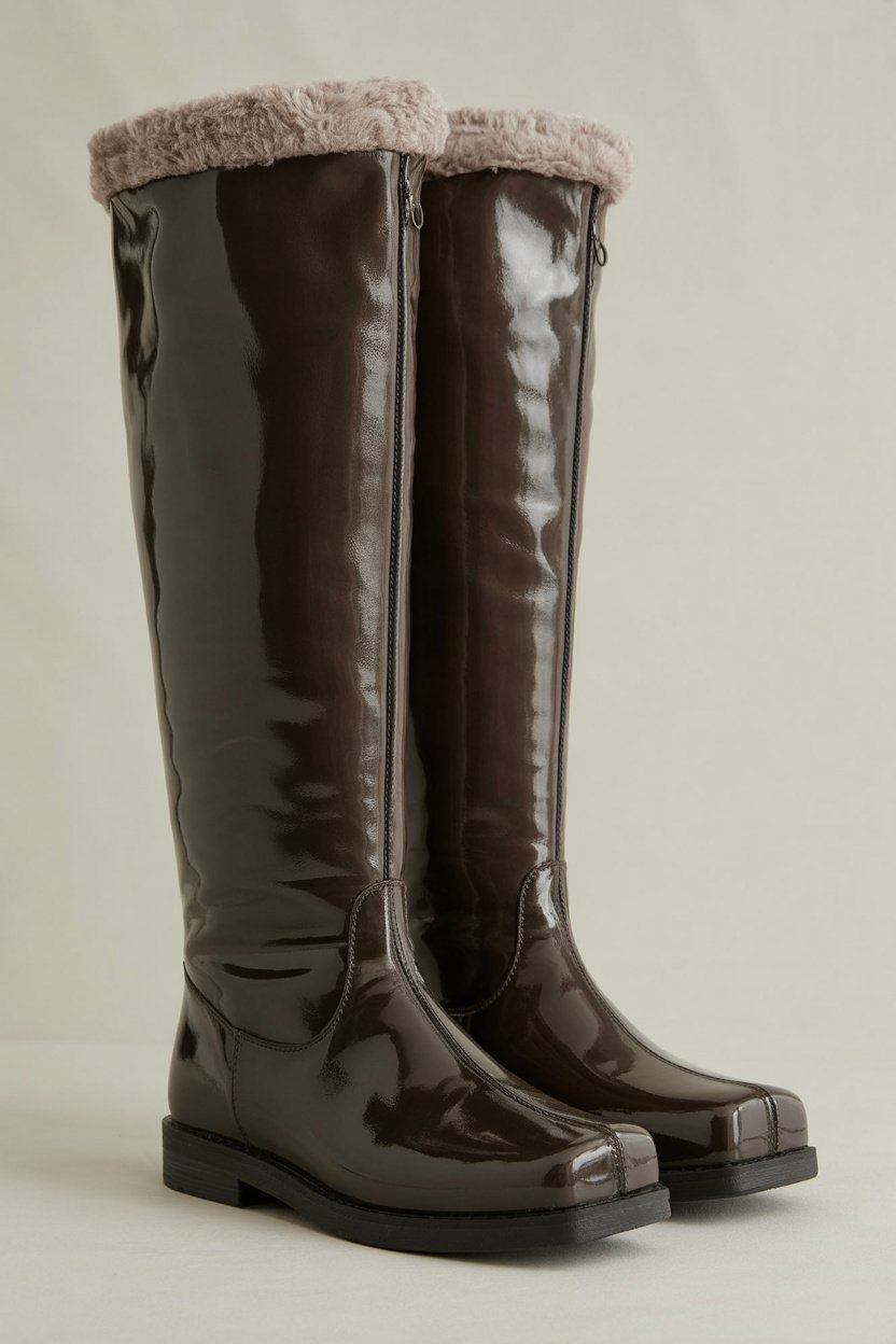 Botas altas de piel sintética con forro acolchado