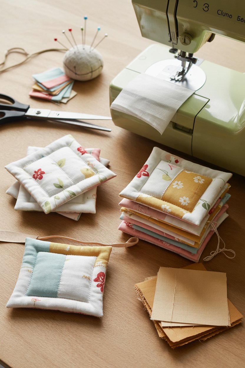 Set de posa vasos acolchados en patchwork