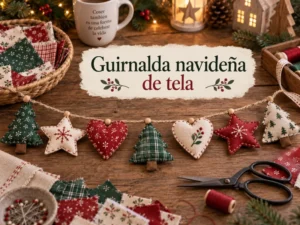 guirnalda tela navideña diy