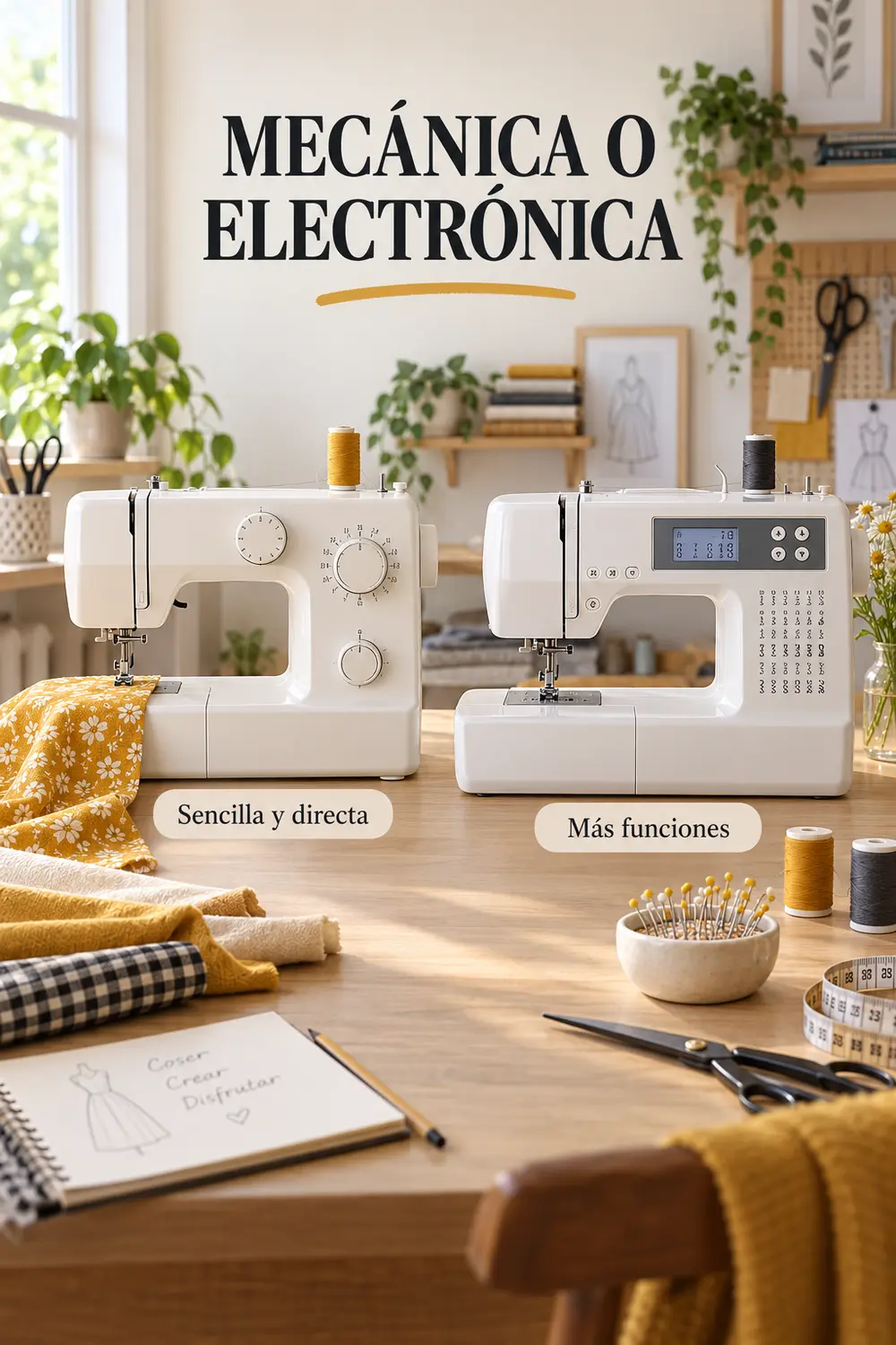 Comparación entre una máquina de coser mecánica y una electrónica